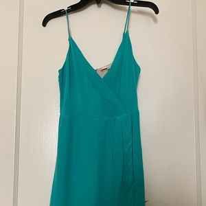 Lavender brown silk teal mini dress